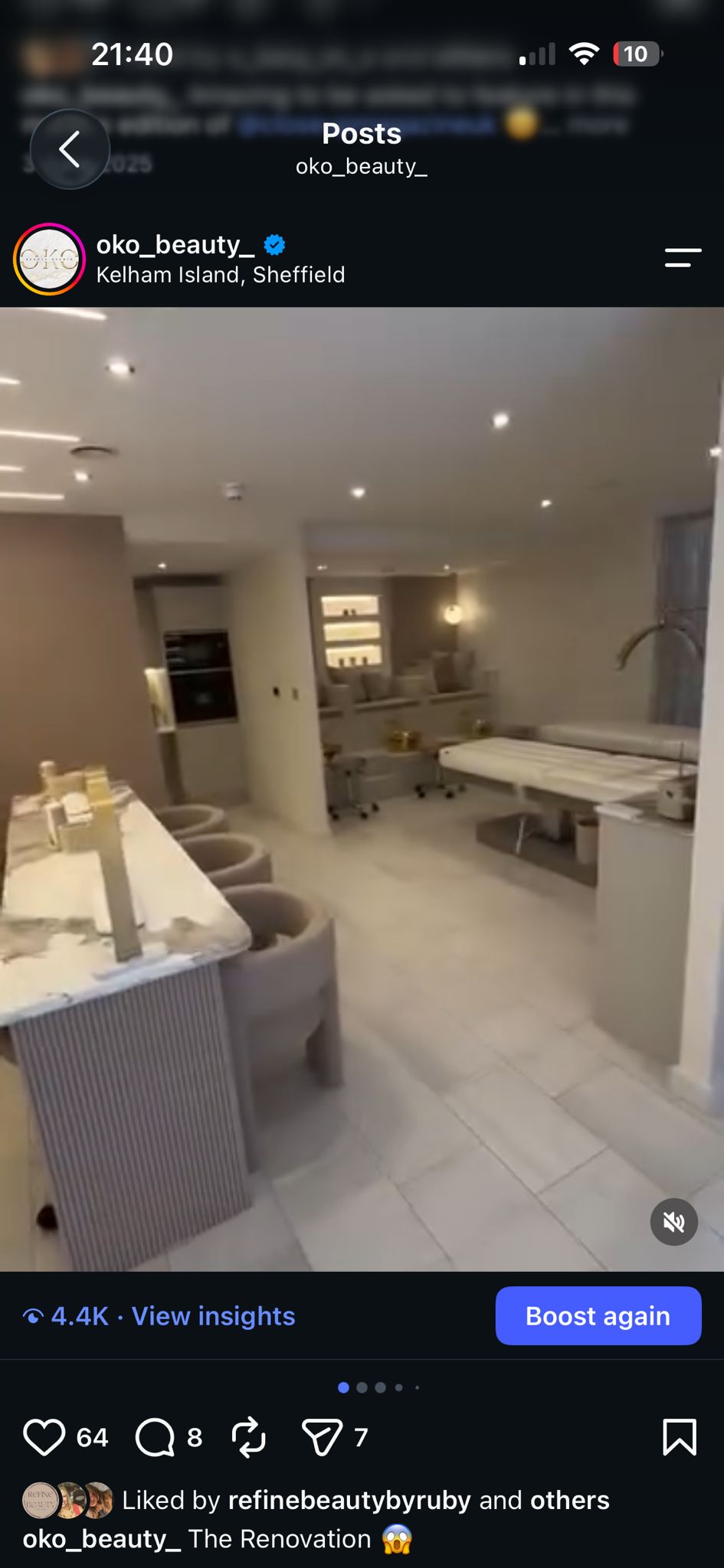 Treatment beds inside the OKO salon